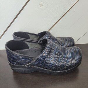 💥    Womens Professional Clogs Blue Swirl Pattern Leather Size 38  JPT
